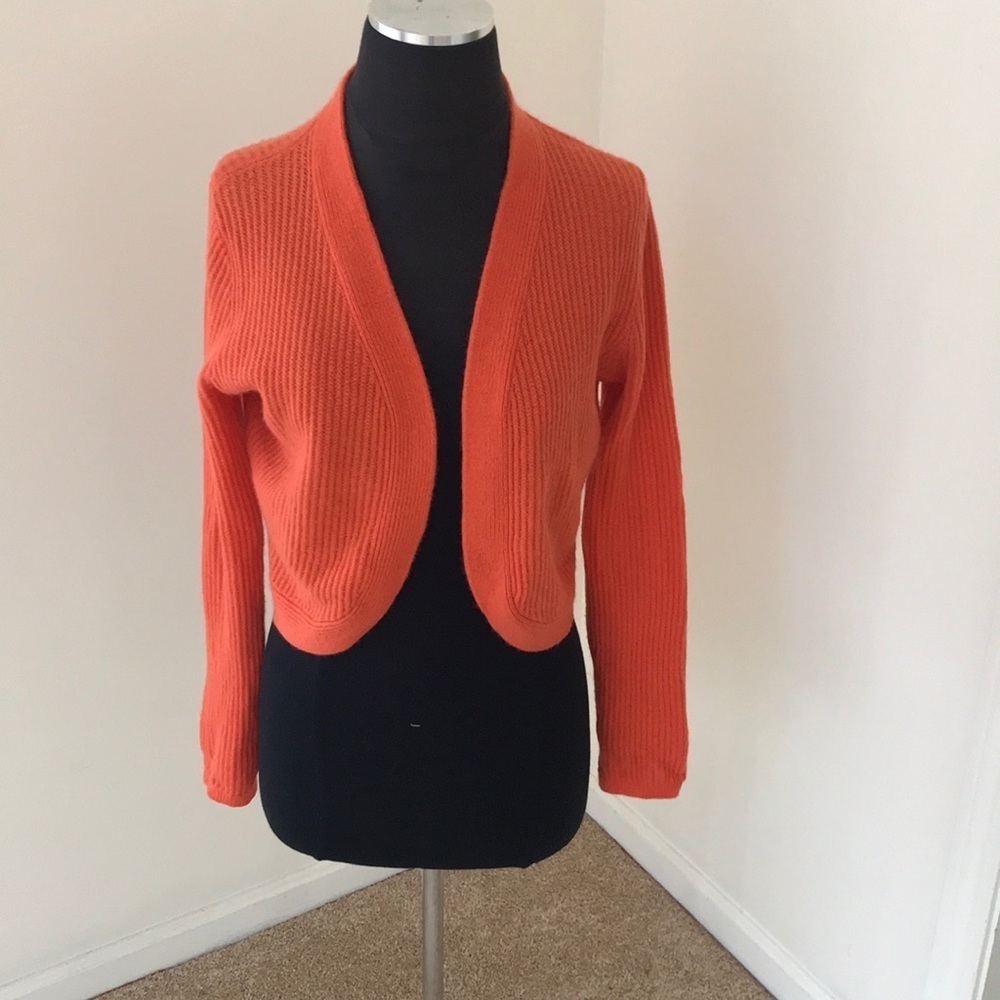 Allude Orange 100% cashmere sz medium cardigan .